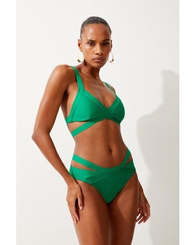 Karen Millen Bandage Strappy Bikini Bottoms - Green