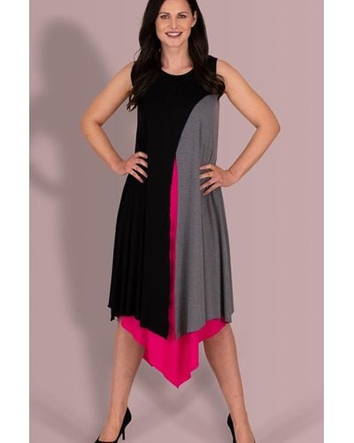Klass Sleeveless Layered Dip Hem Jersey Midi Dress - Black