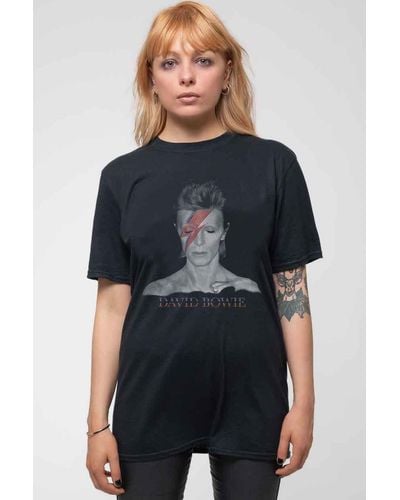 David Bowie Aladdin Sane Profile T Shirt - Blue