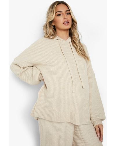 Boohoo Maternity Super Soft Knitted Hoodie - Natural