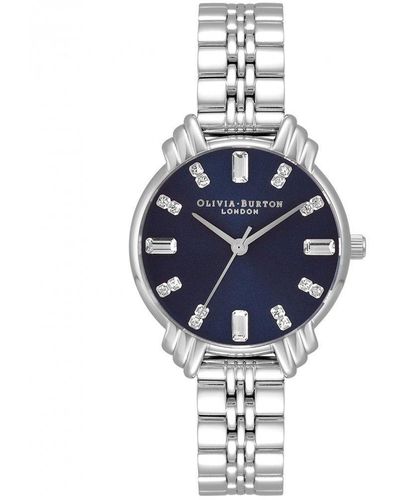 Olivia Burton Art Deco Stainless Steel Fashion Analogue Quartz Watch - Ob16dc01 - Blue
