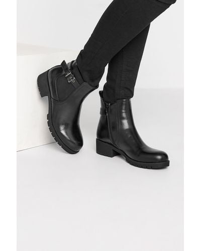 Long Tall Sally Buckle Ankle Boots - Black