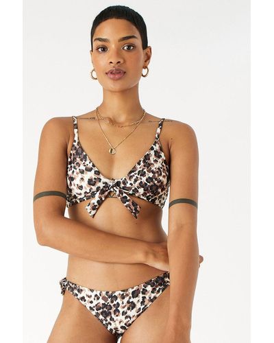 Accessorize Leopard Tie Bikini Top - Brown