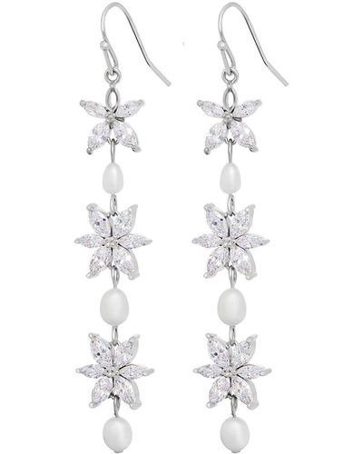 Jon Richard Freshwater Pearl Floral Drop Earrings - White