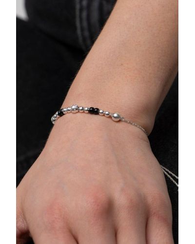 The Colourful Aura Pure Silver Black Beaded Adjustable Daily Indian Asian Nazaria Chandi Bracelet