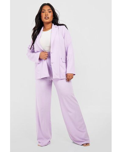 Boohoo Plus Oversized Blazer Dress Trousers Set - Purple