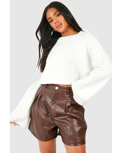 Boohoo Faux Leather High Waisted Shorts - Brown