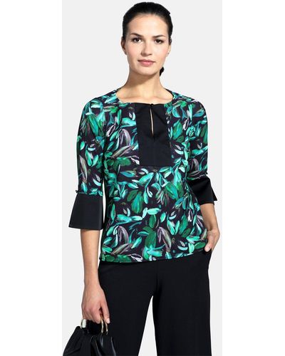 Hot Squash Crepe Top With Silky Cuffs - Green