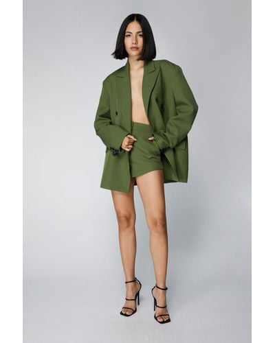 Nasty Gal Premium Oversized Double Breasted Blazer - Green