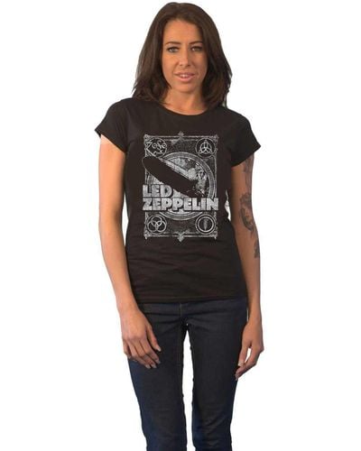 Led Zeppelin Vintage Print Lz1 Skinny Fit T Shirt - Black