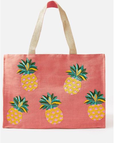 Accessorize Embroidered Pineapple Tote Bag