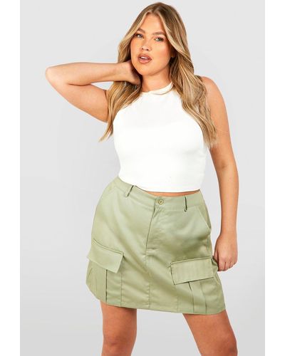 Boohoo Plus Cargo Pocket Mini Skirt - Green