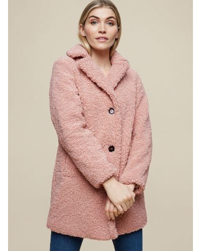 Dorothy Perkins Blush Long Teddy Coat - Pink