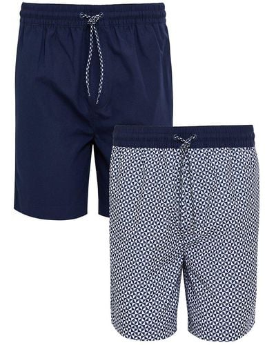 Threadbare 2 Pack 'kite' Geometric Print Swim Shorts - Blue