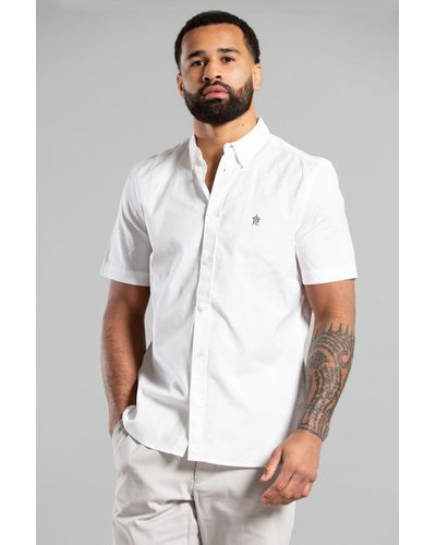 French Connection Cotton Short Sleeve Oxford Shirt - White