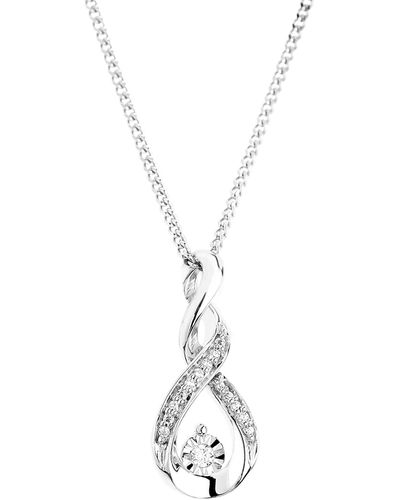 The Fine Collective 9ct White Gold Diamond Twist Pendant Necklace