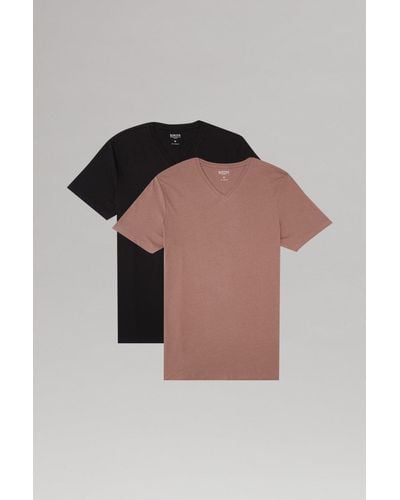 Burton Regular Black And Pink V Neck T Shirt 2 Pack Basic