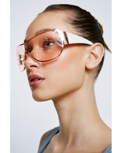 Nasty Gal Colored Lense Oversized Sunglasses - Natural