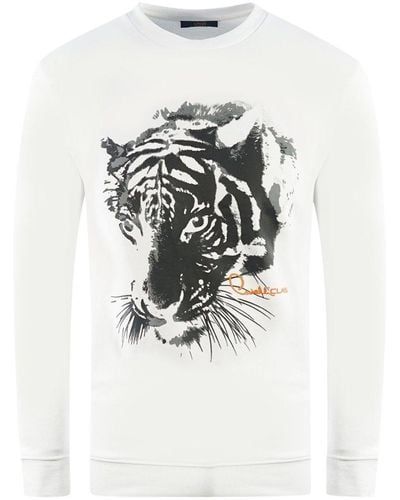 Class Roberto Cavalli Tiger Silhouette Logo White Sweatshirt