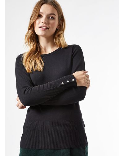 Dorothy Perkins Black Pearl Cuff Jumper With Viscose