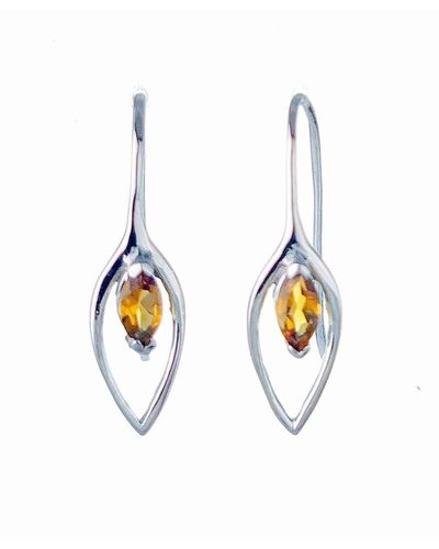 Ojewellery Citrine Marquise Dangle Earrings - White