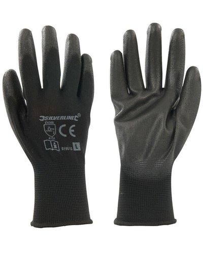 Loops Large Black Gloves 13 Gauge Knitted & Poly Coated Palms & Fingers Open Back