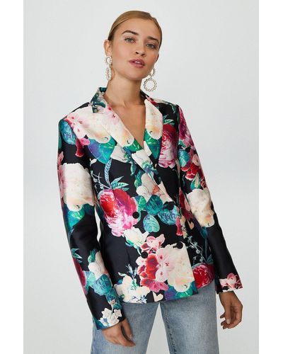 Coast Jacquard Floral Blazer - Red