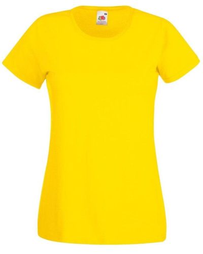 Fruit Of The Loom Lady-fit Valueweight Short Sleeve T-shirt Set Of 5 - Yellow