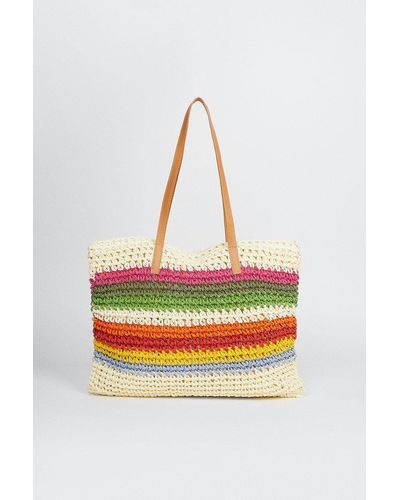 Oasis Colourful Striped Shoulder Beach Bag - Multicolour