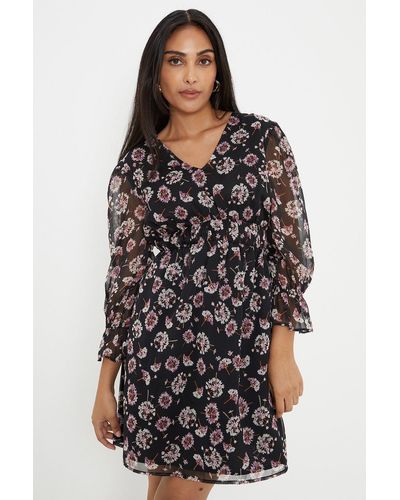 Wallis Petite Pink Abstract Shirred Waist Shirt Dress Lyst UK