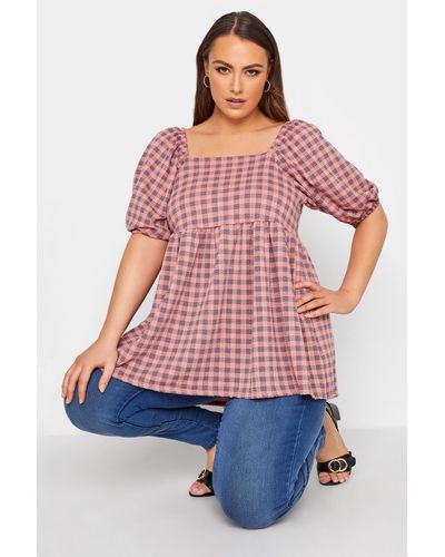 Yours Square Neck Smock Top - Red