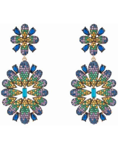 LÁTELITA London Babylon Multicoloured Flower Drop Earrings Rosegold - Blue