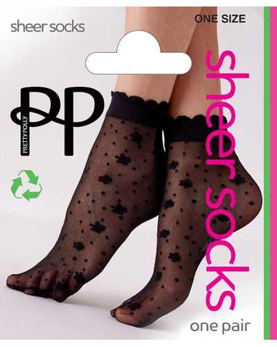 Pretty Polly Delicate Floral Sheer Socks - Pink