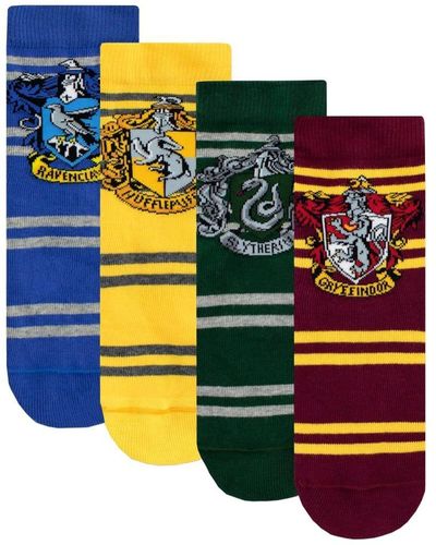Harry Potter Hogwarts Gryffindor Slytherin Hufflepuff And Ravenclaw Socks 4 Pack - Red