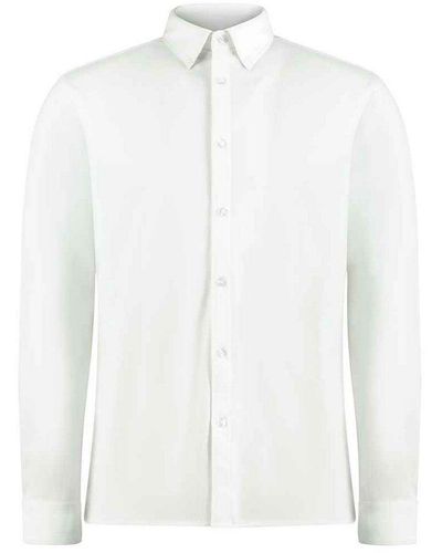 Kustom Kit Piqué Long-sleeved Shirt - White