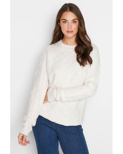 Long Tall Sally Tall Cable Knit Jumper - White