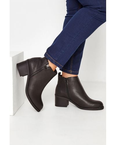 Yours Wide Fit & Extra Wide Fit Side Zip Block Heel Boots - Blue