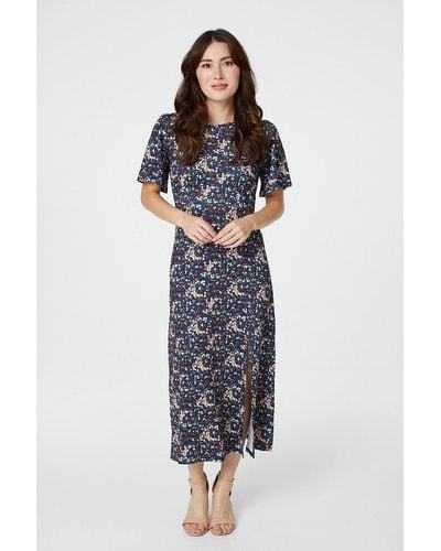 Izabel London Ditsy Print Midi Tea Dress - Blue