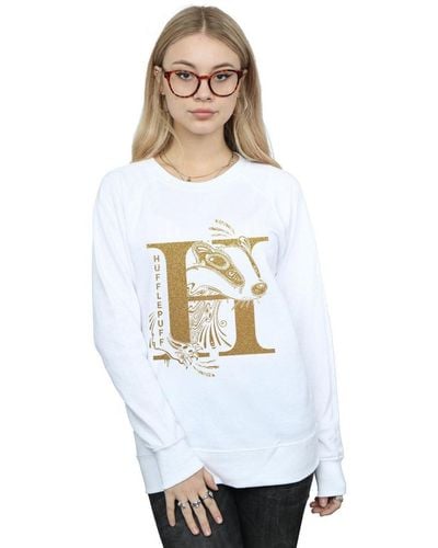Harry Potter Hufflepuff Glitter Sweatshirt - White