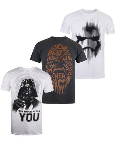 Star Wars Trooper & Chewbacca Mask Cotton T-shirt 3 Pack - Multicolour