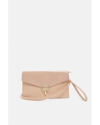 Coast Envelope Clutch Bag With Metal Trim Detail - Pink