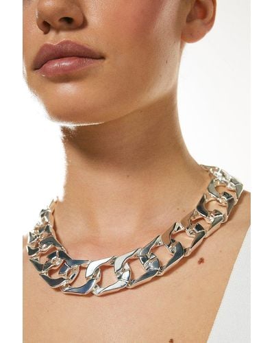 Karen Millen Silver Plated Chunky Necklace - Natural