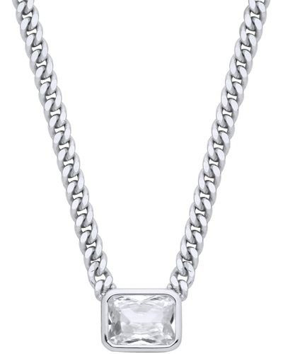Jewelco London Silver Collerate Necklace Rectangle Necklace - Gvk499rh - Metallic