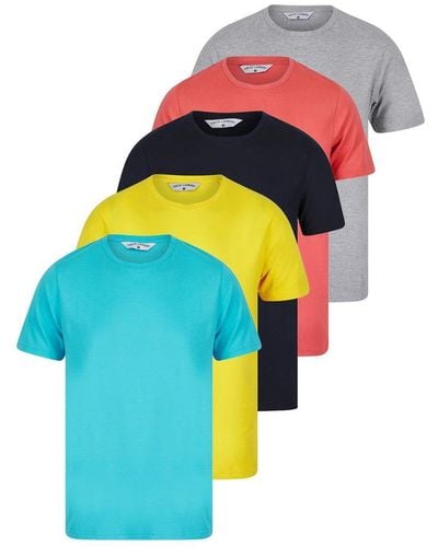 Tokyo Laundry 5-pack Cotton Short-sleeve Crew Neck T-shirts - Blue