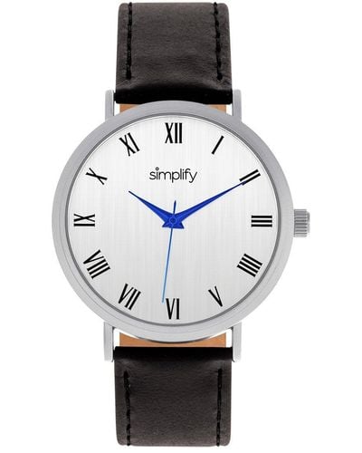 Simplify The 2900 Leather-band Watch - Metallic