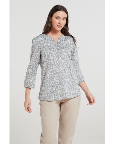 Mountain Warehouse Petra Printed 3/4 Sleeve Shirt Summer Tee Top - Grey