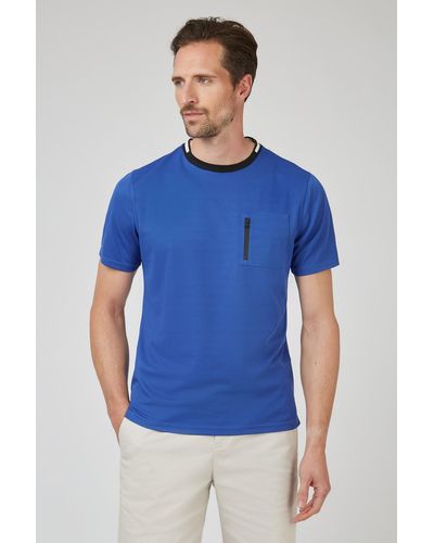 Jeff Banks Jacquard Multi Texture Stripe Shirt - Blue