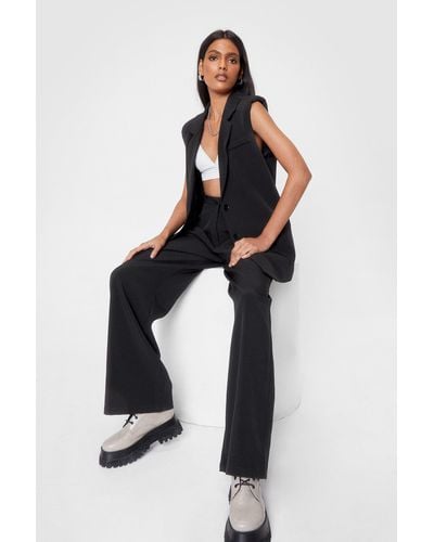 Nasty Gal Set The Agenda Tailored Wide-leg Trousers - Black