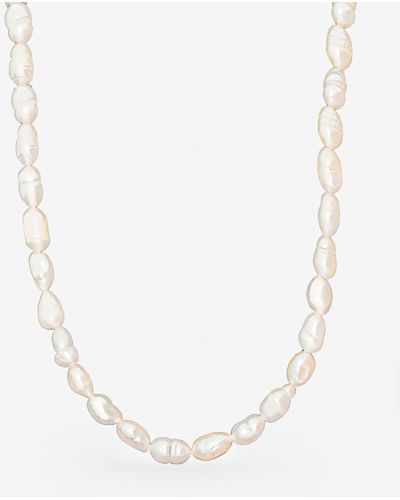 MUCHV Silver Baroque Pearl Necklace - White