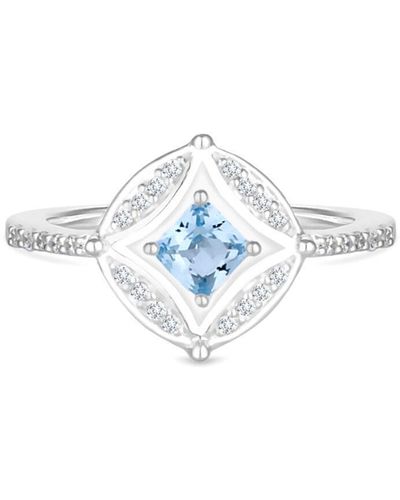 Simply Silver Sterling Silver 925 Blue Spinel And Cubic Zirconia Ring